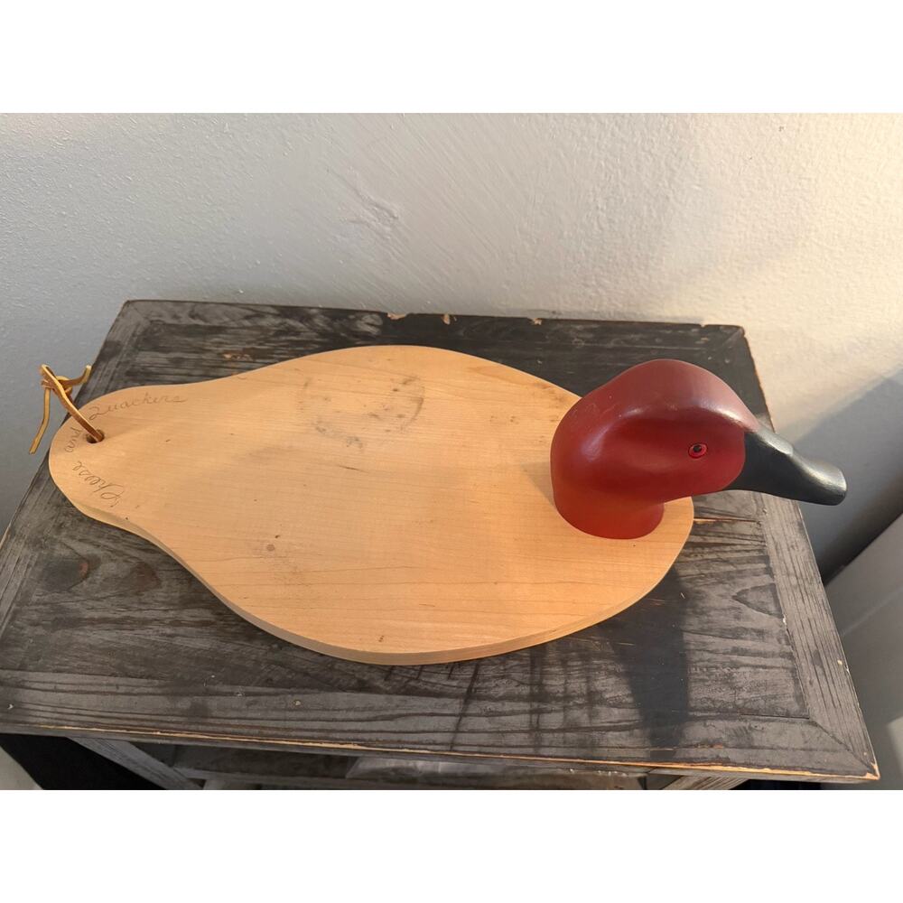 Frost Country Maine Folk Art Goose Duck Wooden Cheese Board Serving Tray VTG